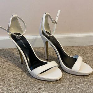 White stilletto sandals